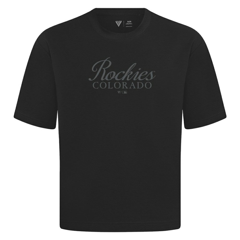 Colorado Rockies Levelwear Ethereal Oversized Luxe Signature Knit T-Shirt - Black