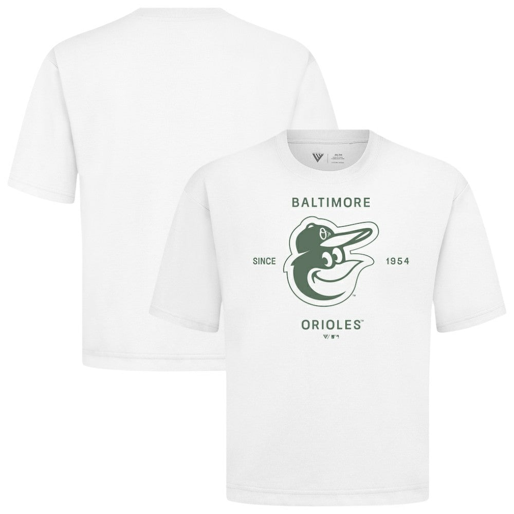 Baltimore Orioles Levelwear Crossway Oversized Luxe Signature Knit T-Shirt - White
