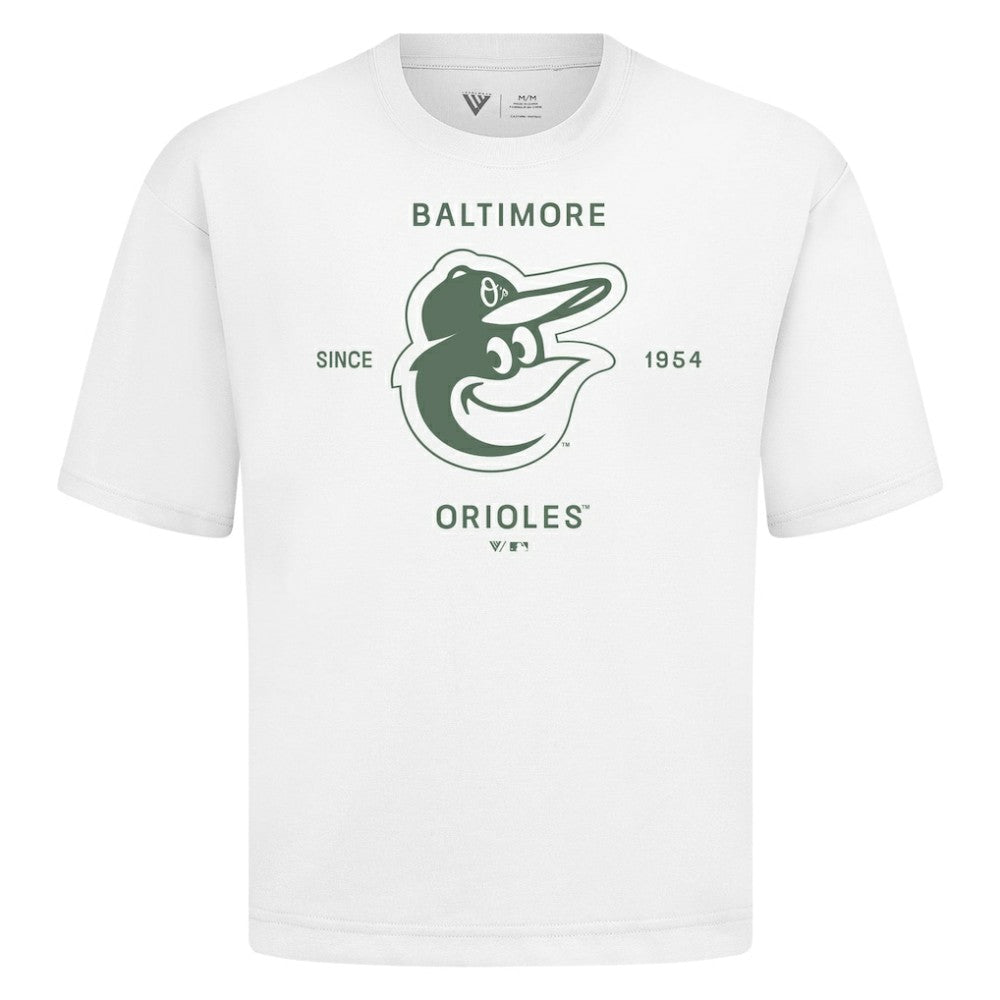 Baltimore Orioles Levelwear Crossway Oversized Luxe Signature Knit T-Shirt - White