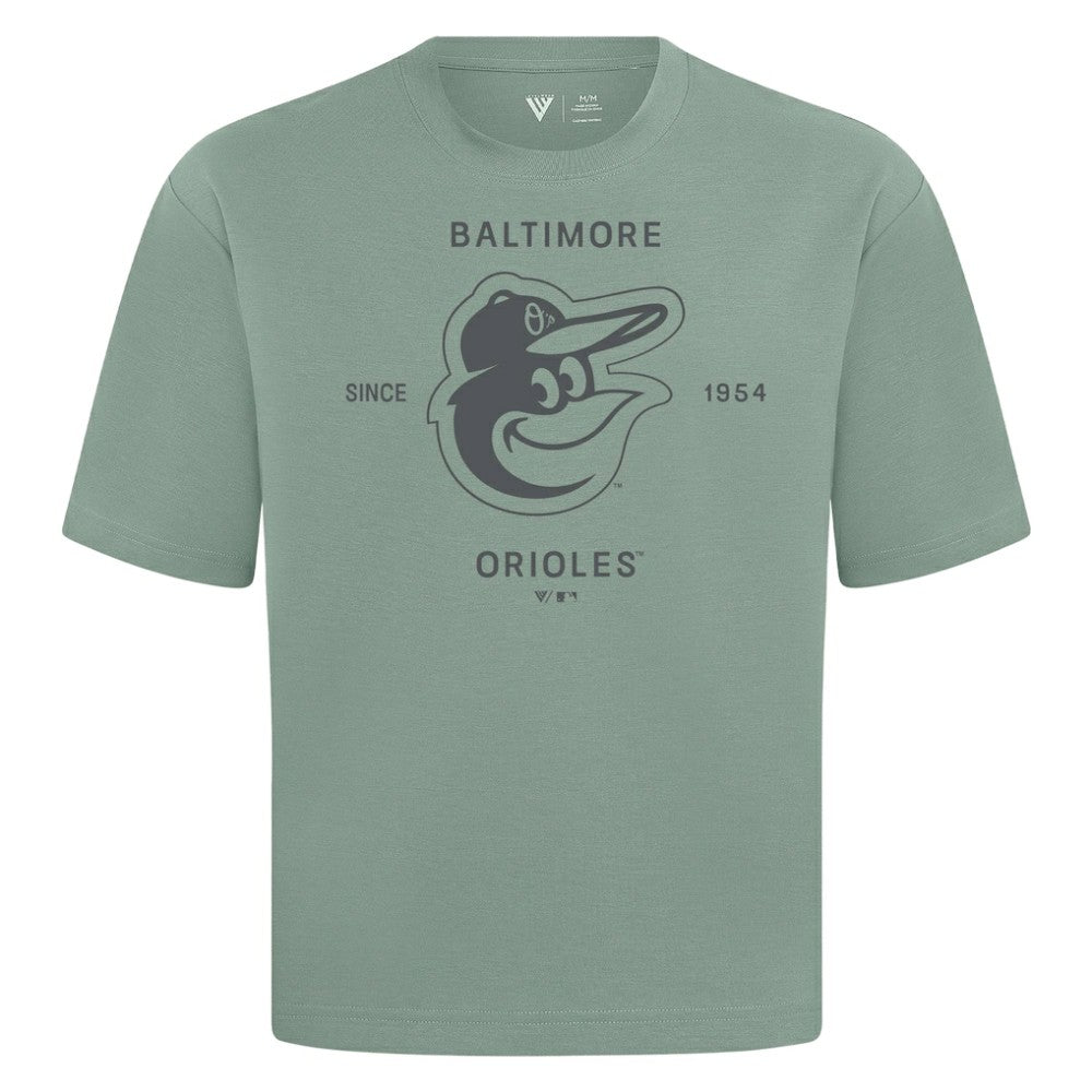 Baltimore Orioles Levelwear Crossway Oversized Luxe Signature Knit T-Shirt - Green