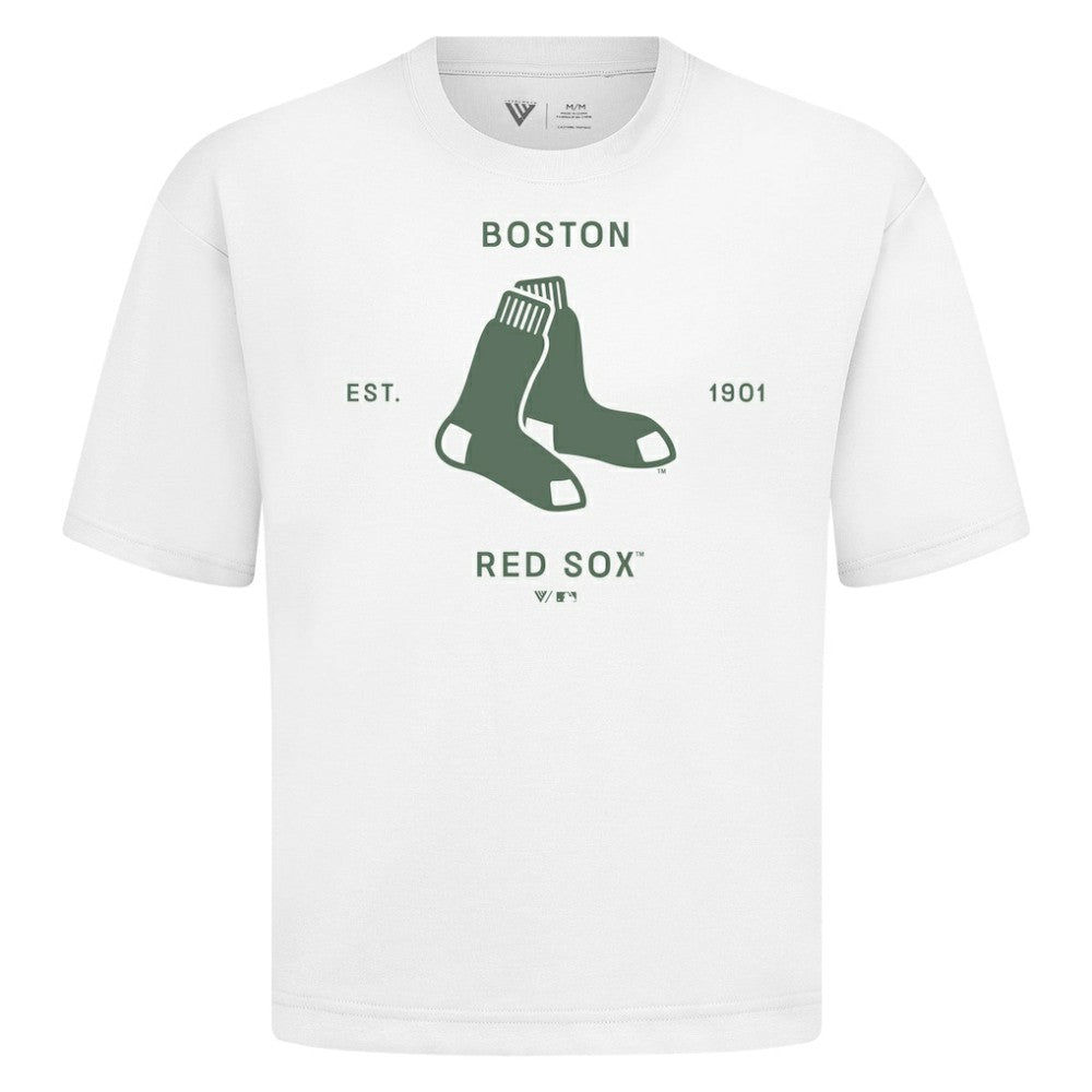 Boston Red Sox Levelwear Crossway Oversized Luxe Signature Knit T-Shirt - White