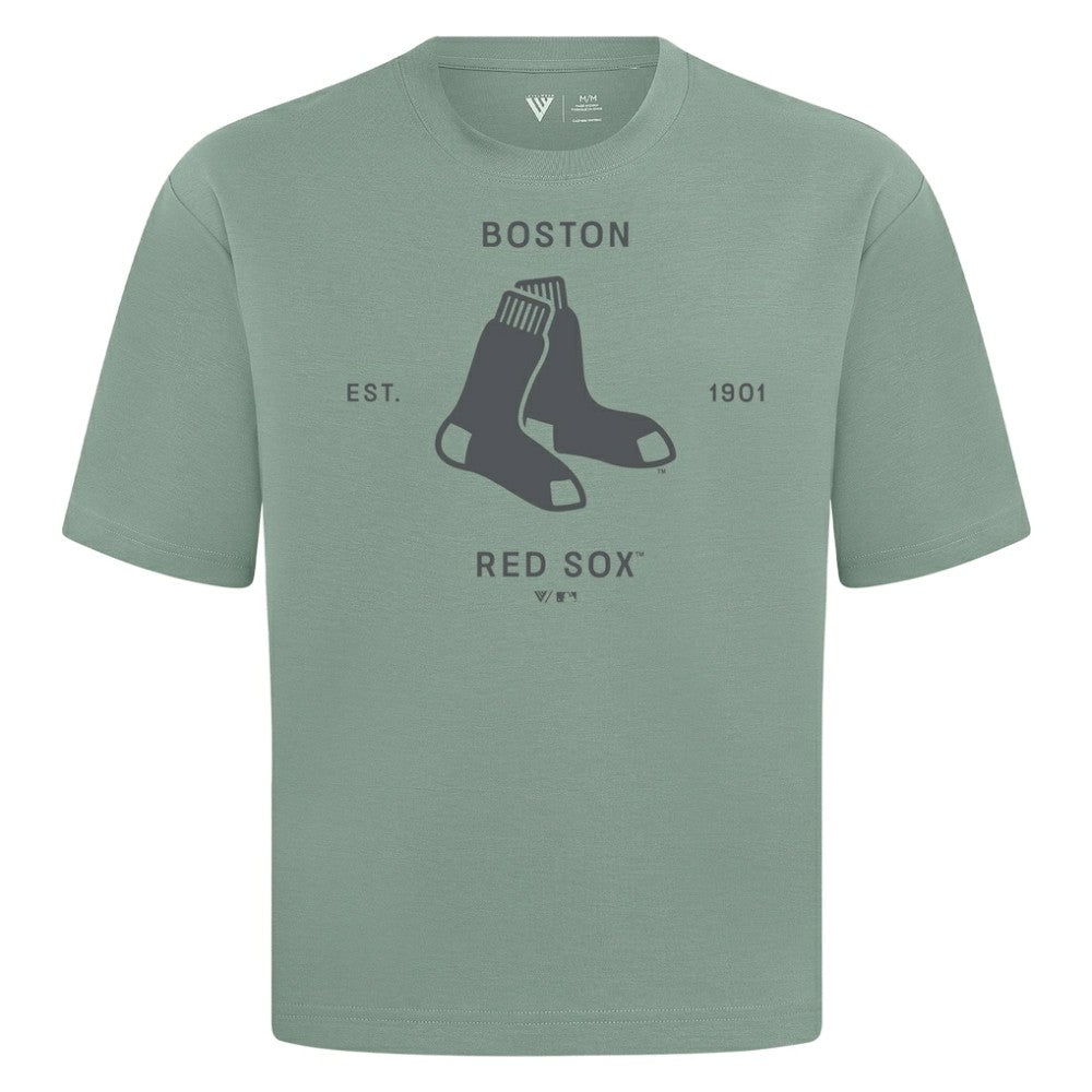 Boston Red Sox Levelwear Crossway Oversized Luxe Signature Knit T-Shirt - Green