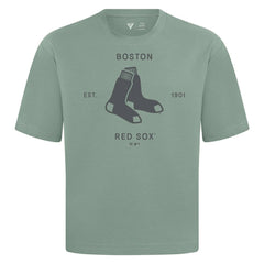 Boston Red Sox Levelwear Crossway Oversized Luxe Signature Knit T-Shirt - Green