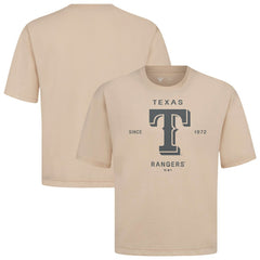 Texas Rangers Levelwear Crossway Oversized Luxe Signature Knit T-Shirt - Khaki