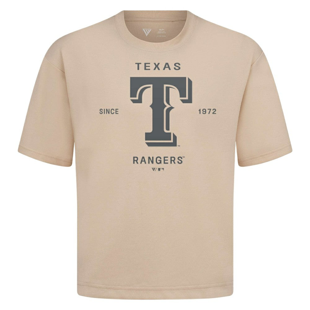 Texas Rangers Levelwear Crossway Oversized Luxe Signature Knit T-Shirt - Khaki