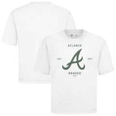 Atlanta Braves Levelwear Crossway Oversized Luxe Signature Knit T-Shirt - White