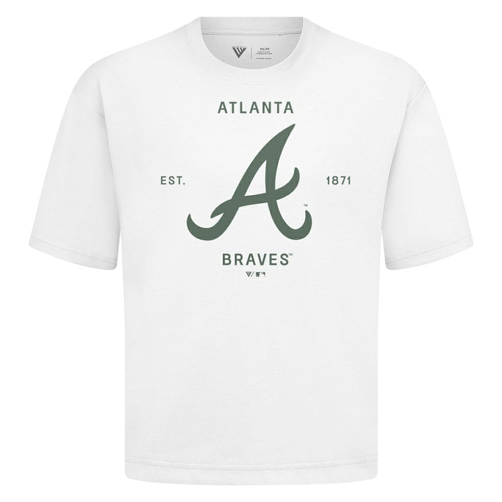 Atlanta Braves Levelwear Crossway Oversized Luxe Signature Knit T-Shirt - White