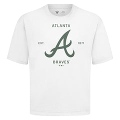 Atlanta Braves Levelwear Crossway Oversized Luxe Signature Knit T-Shirt - White