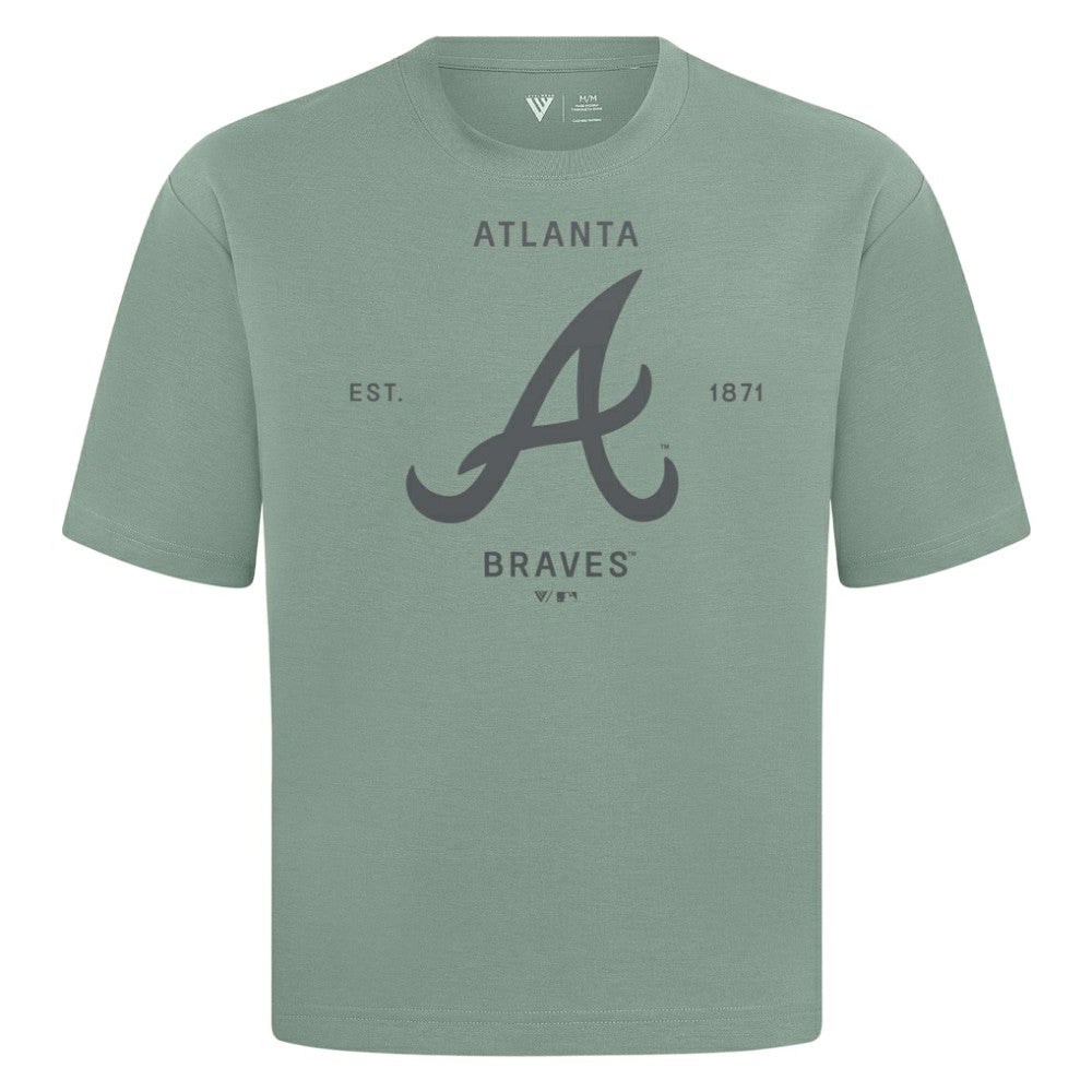 Atlanta Braves Levelwear Crossway Oversized Luxe Signature Knit T-Shirt - Green