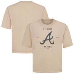 Atlanta Braves Levelwear Crossway Oversized Luxe Signature Knit T-Shirt - Khaki