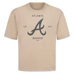 Atlanta Braves Levelwear Crossway Oversized Luxe Signature Knit T-Shirt - Khaki