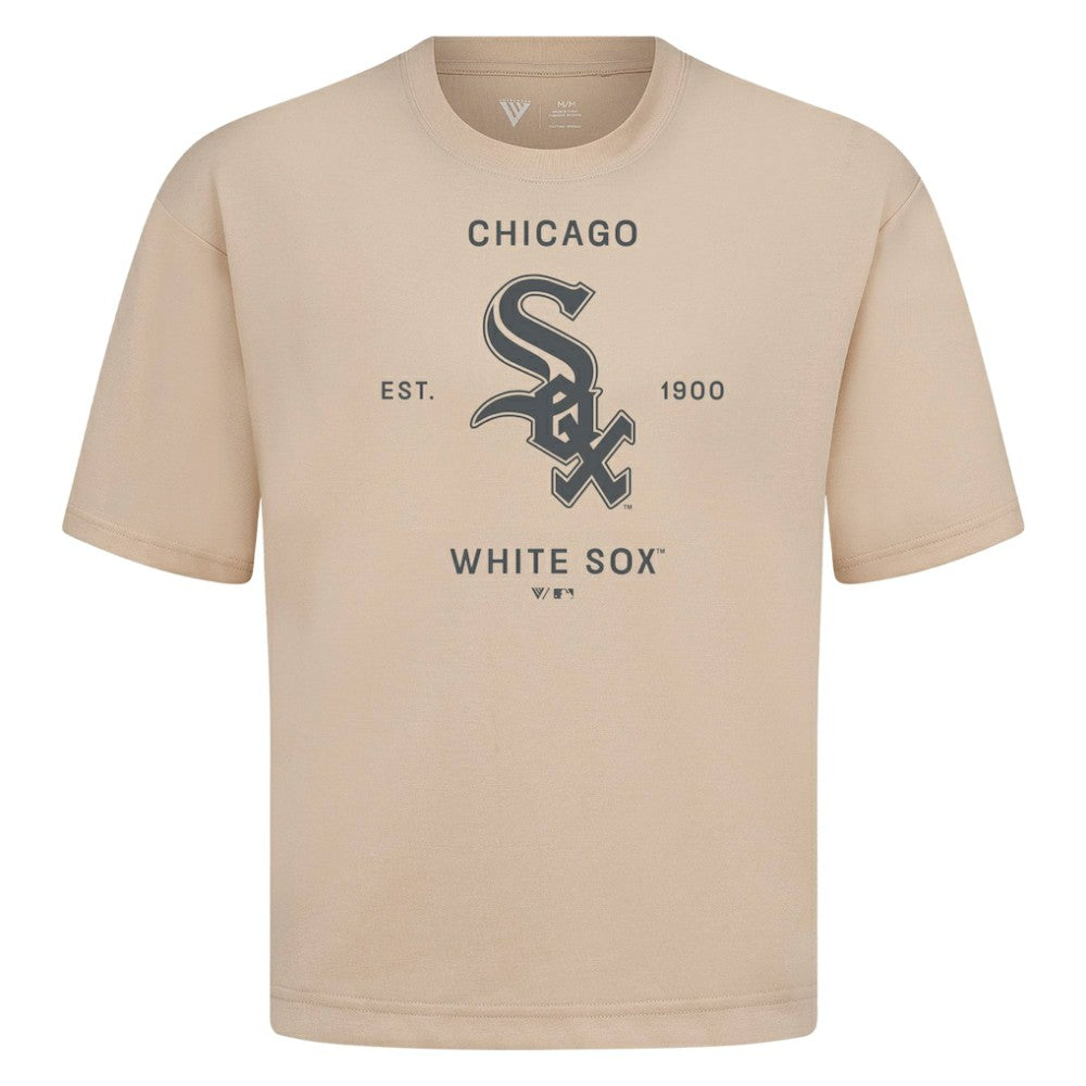 Chicago White Sox Levelwear Crossway Oversized Luxe Signature Knit T-Shirt - Khaki