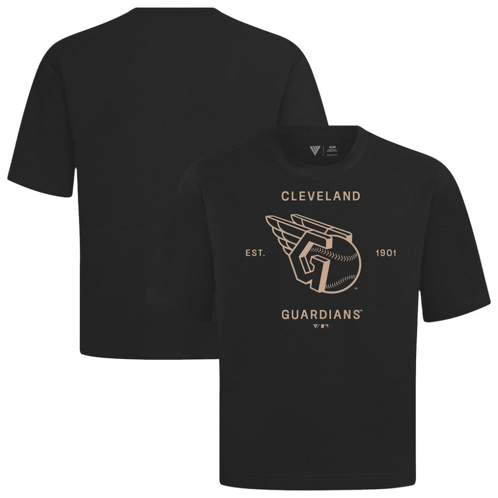 Cleveland Guardians Levelwear Crossway Oversized Luxe Signature Knit T-Shirt - Black
