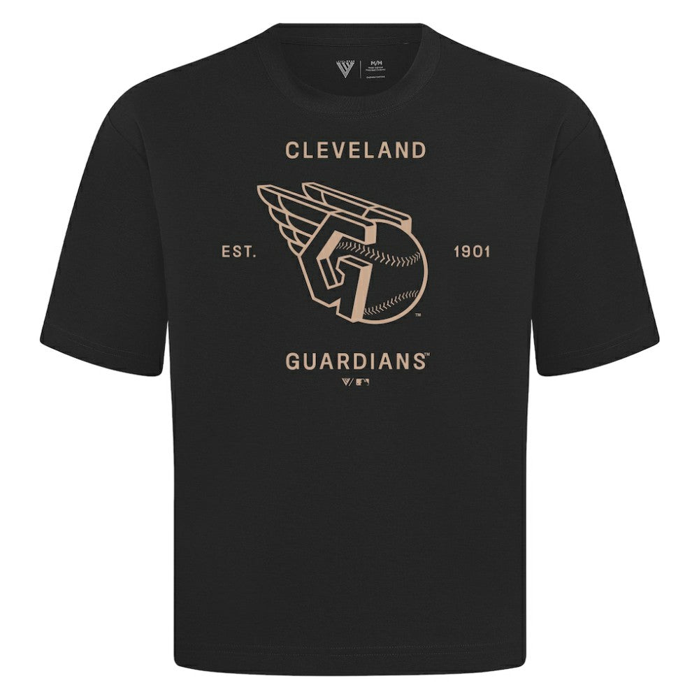 Cleveland Guardians Levelwear Crossway Oversized Luxe Signature Knit T-Shirt - Black