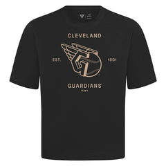 Cleveland Guardians Levelwear Crossway Oversized Luxe Signature Knit T-Shirt - Black