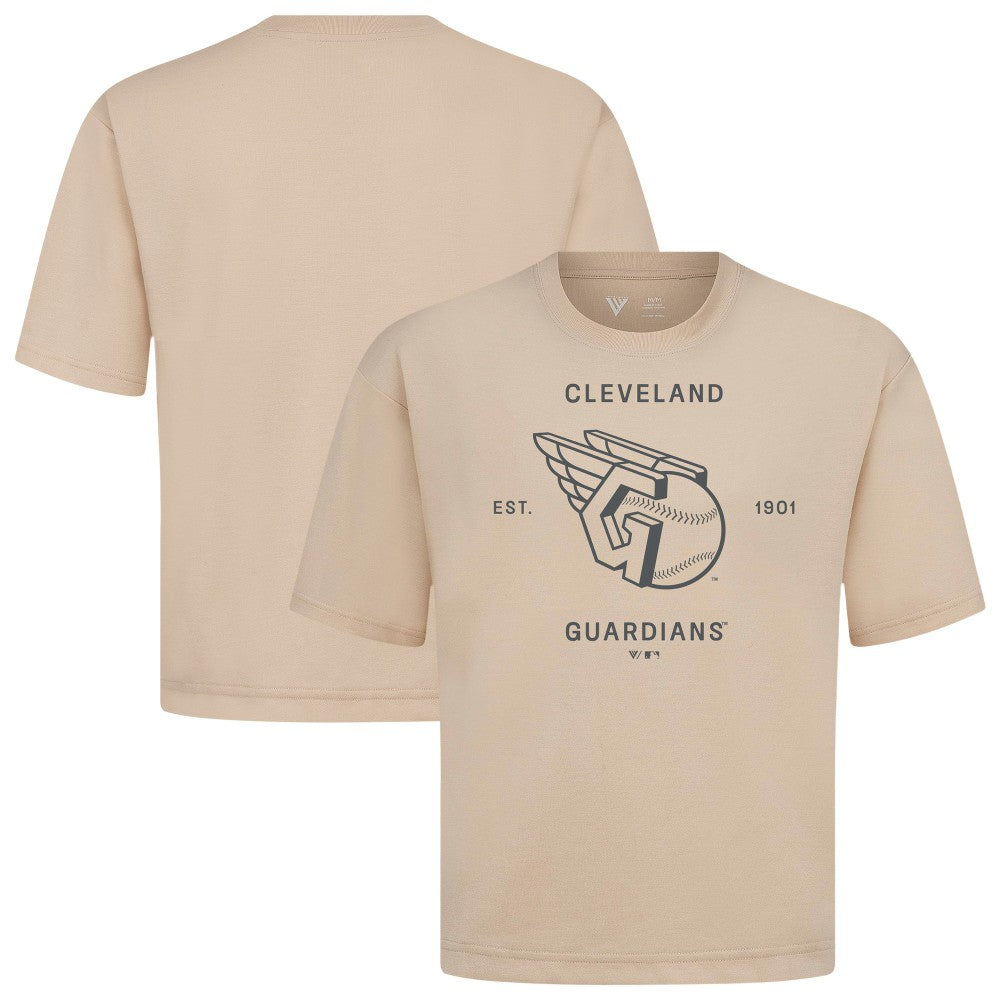 Cleveland Guardians Levelwear Crossway Oversized Luxe Signature Knit T-Shirt - Khaki