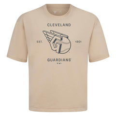 Cleveland Guardians Levelwear Crossway Oversized Luxe Signature Knit T-Shirt - Khaki