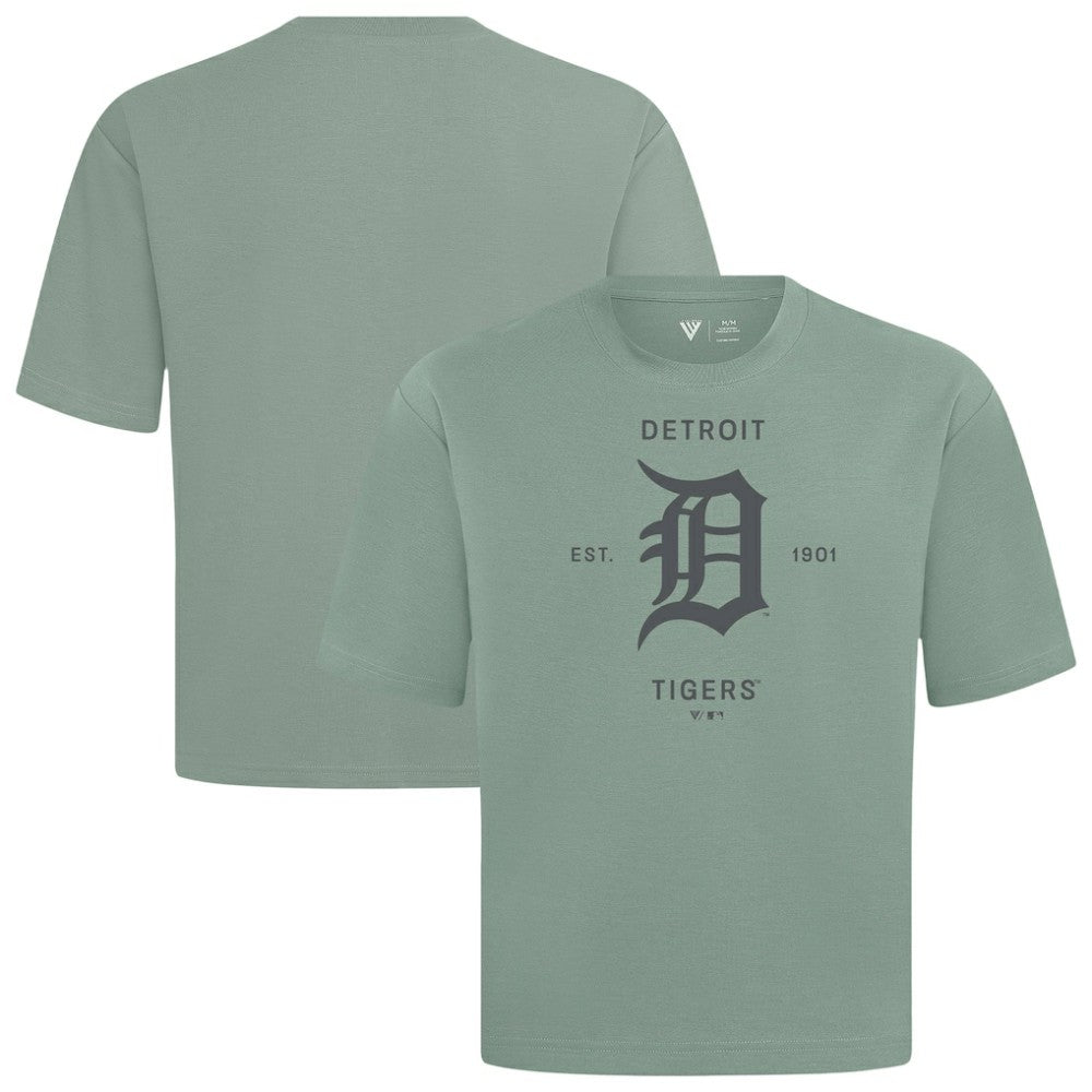 Detroit Tigers Levelwear Crossway Oversized Luxe Signature Knit T-Shirt - Green