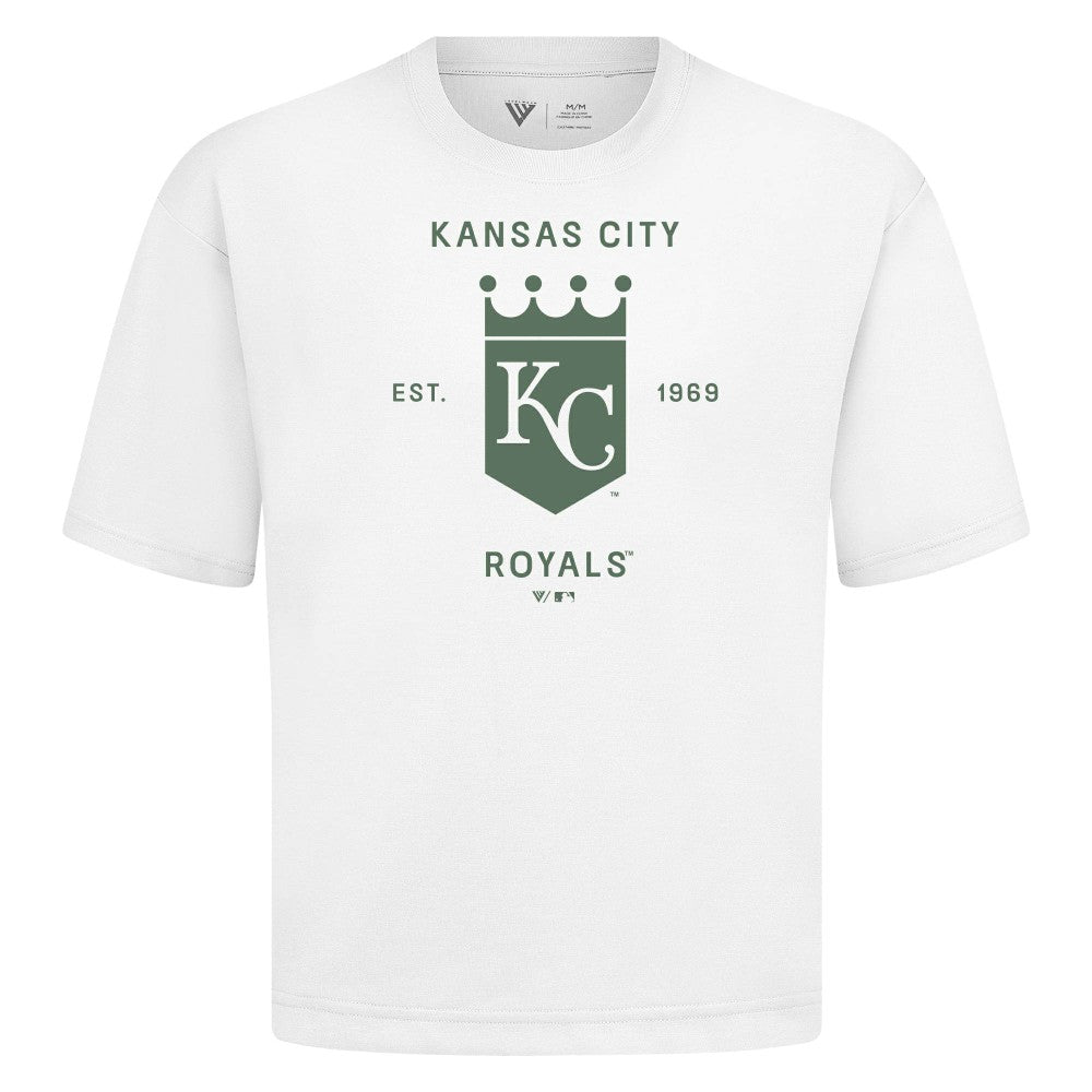 Kansas City Royals Levelwear Crossway Oversized Luxe Signature Knit T-Shirt - White
