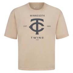Minnesota Twins Levelwear Crossway Oversized Luxe Signature Knit T-Shirt - Khaki