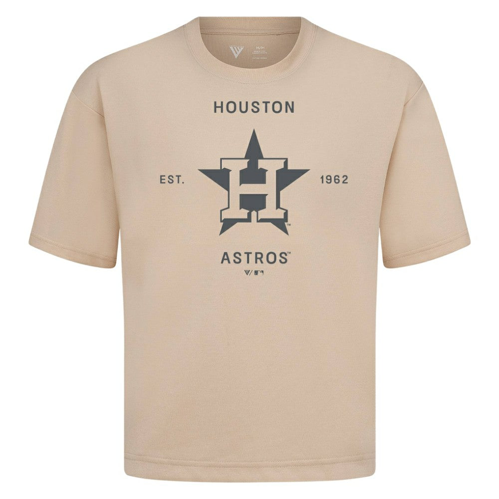 Houston Astros Levelwear Crossway Oversized Luxe Signature Knit T-Shirt - Khaki