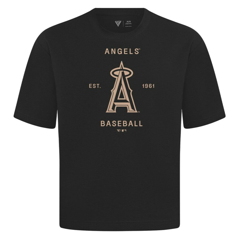 Los Angeles Angels Levelwear Crossway Oversized Luxe Signature Knit T-Shirt - Black