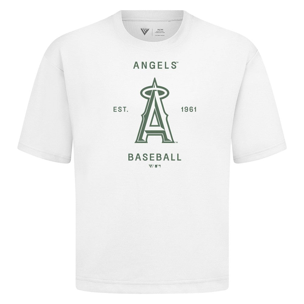 Los Angeles Angels Levelwear Crossway Oversized Luxe Signature Knit T-Shirt - White