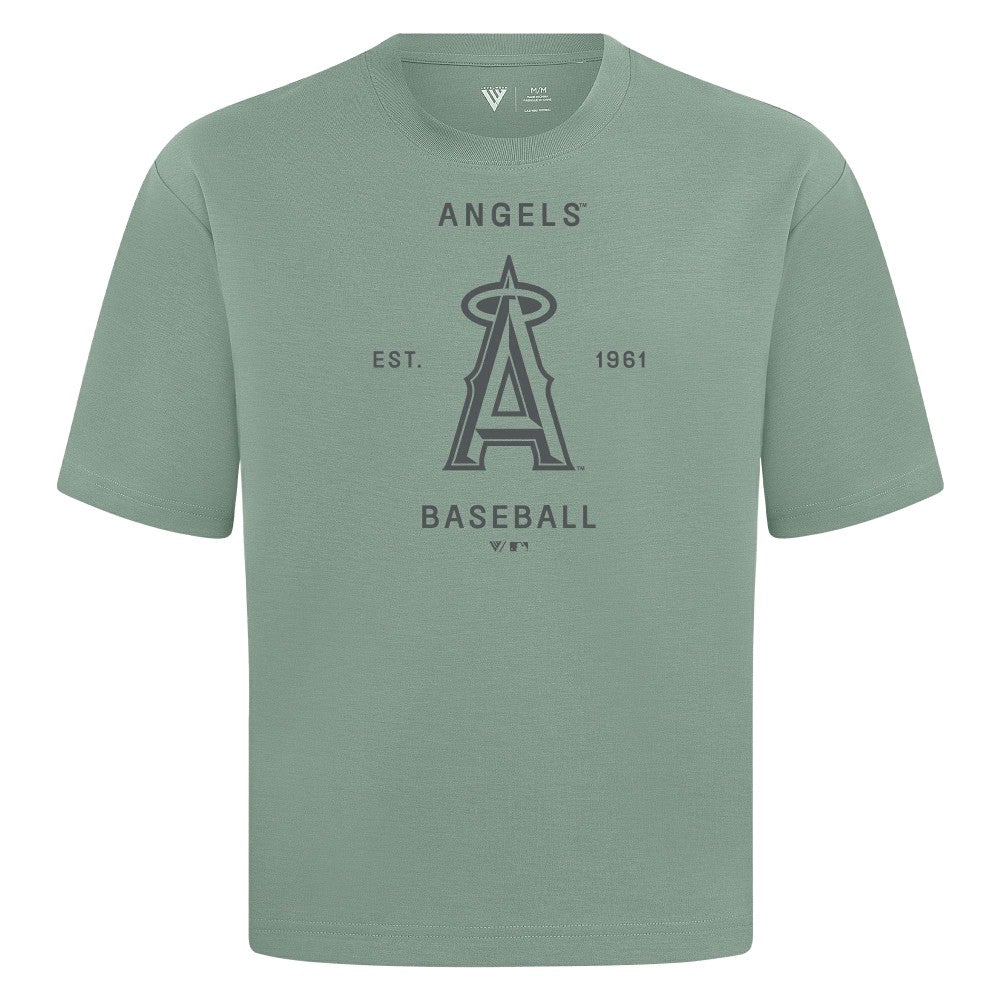 Los Angeles Angels Levelwear Crossway Oversized Luxe Signature Knit T-Shirt - Green