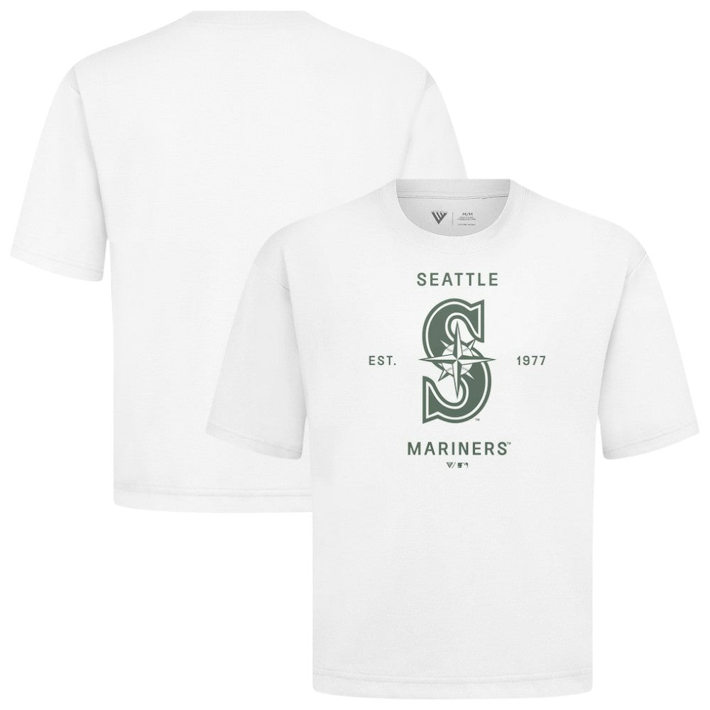Seattle Mariners Levelwear Crossway Oversized Luxe Signature Knit T-Shirt - White