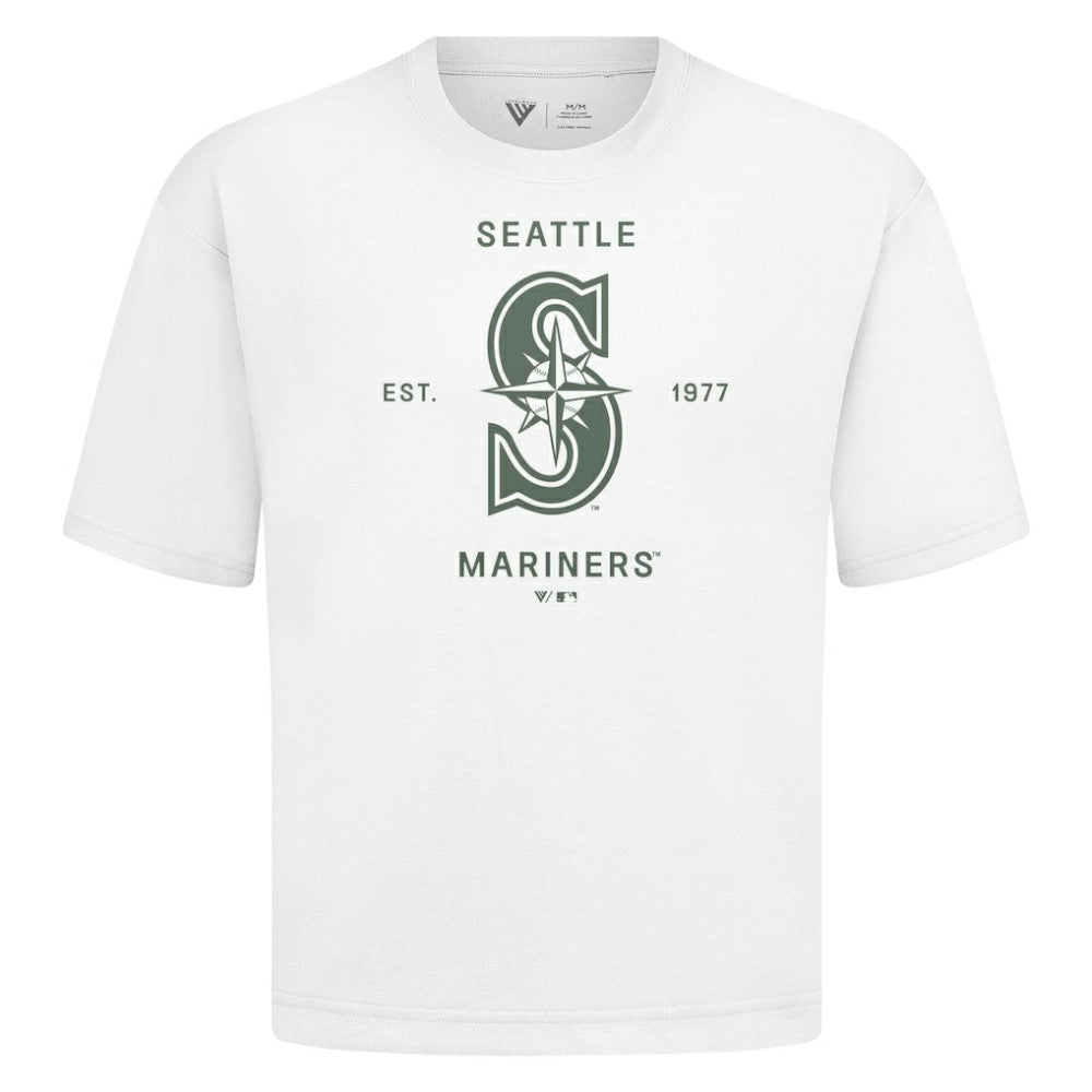 Seattle Mariners Levelwear Crossway Oversized Luxe Signature Knit T-Shirt - White