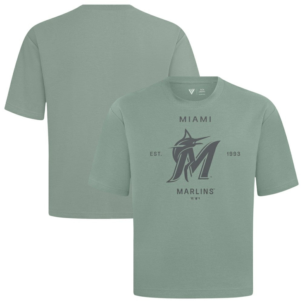 Miami Marlins Levelwear Crossway Oversized Luxe Signature Knit T-Shirt - Green