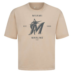 Miami Marlins Levelwear Crossway Oversized Luxe Signature Knit T-Shirt - Khaki