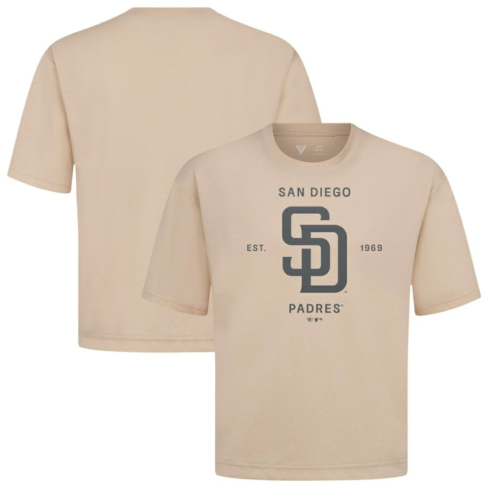 San Diego Padres Levelwear Crossway Oversized Luxe Signature Knit T-Shirt - Khaki