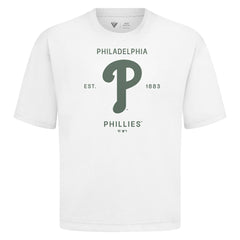 Philadelphia Phillies Levelwear Crossway Oversized Luxe Signature Knit T-Shirt - White