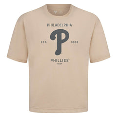 Philadelphia Phillies Levelwear Crossway Oversized Luxe Signature Knit T-Shirt - Khaki