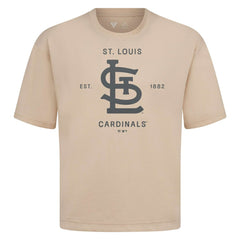 St. Louis Cardinals Levelwear Crossway Oversized Luxe Signature Knit T-Shirt - Khaki