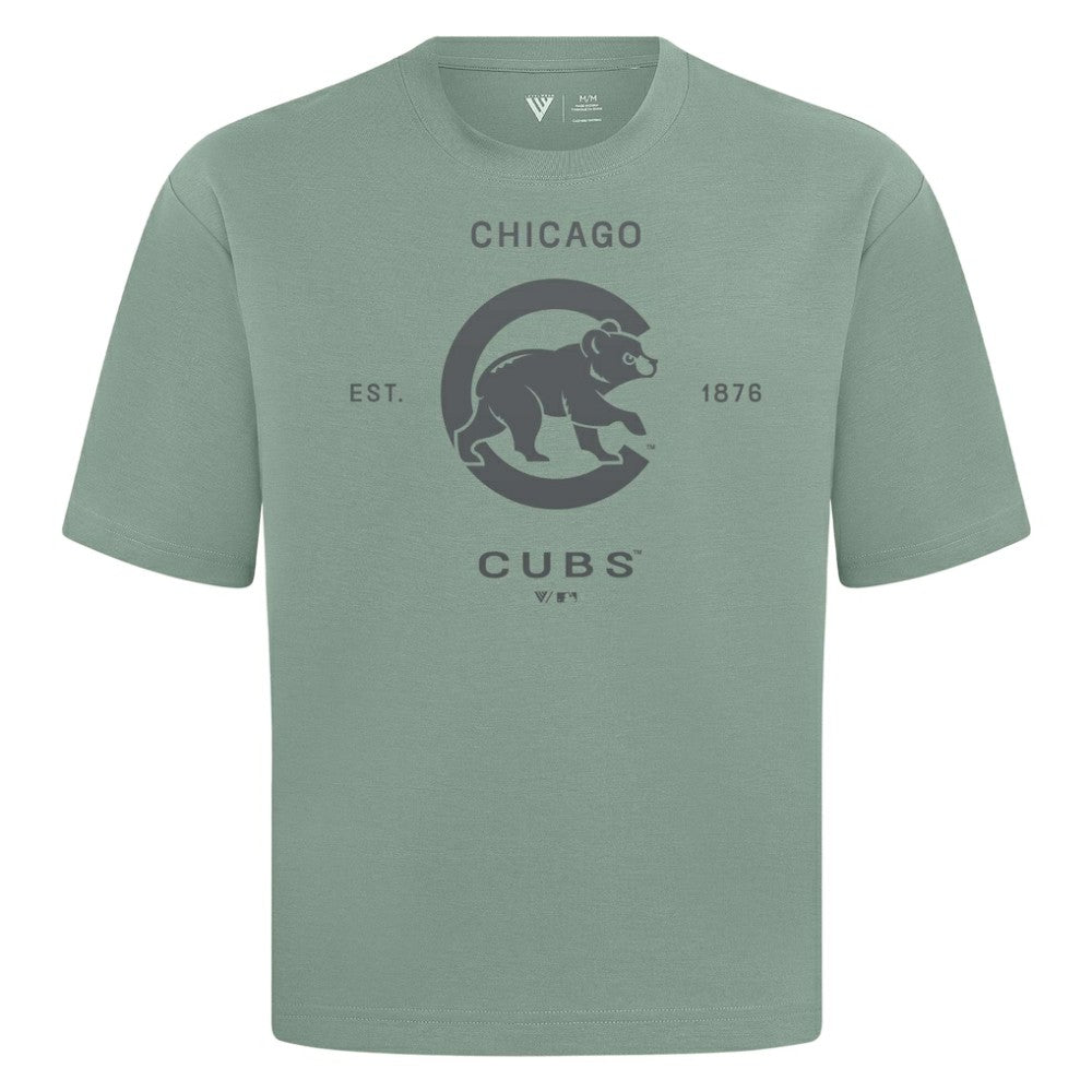 Chicago Cubs Levelwear Crossway Oversized Luxe Signature Knit T-Shirt - Green