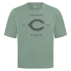 Cincinnati Reds Levelwear Crossway Oversized Luxe Signature Knit T-Shirt - Green