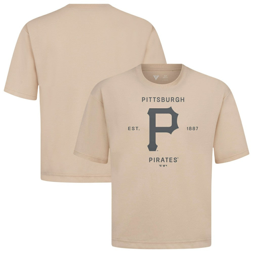 Pittsburgh Pirates Levelwear Crossway Oversized Luxe Signature Knit T-Shirt - Khaki