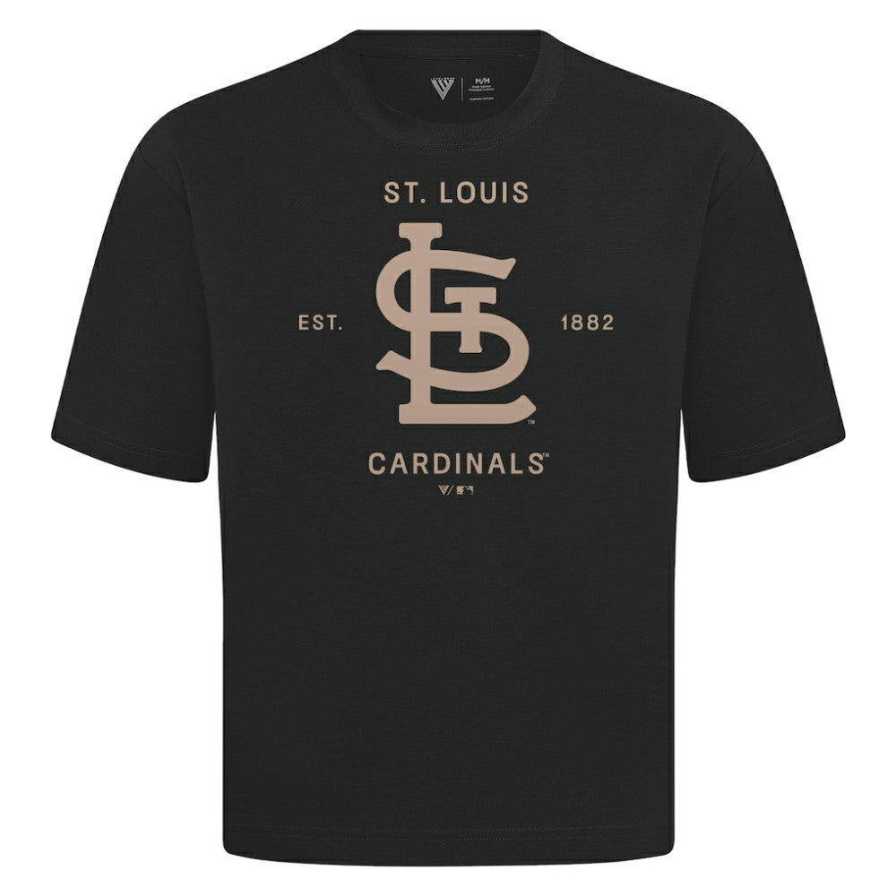 St. Louis Cardinals Levelwear Crossway Oversized Luxe Signature Knit T-Shirt - Black
