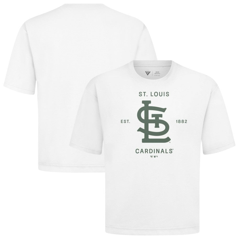 St. Louis Cardinals Levelwear Crossway Oversized Luxe Signature Knit T-Shirt - White