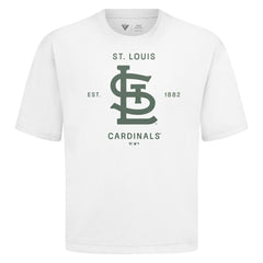 St. Louis Cardinals Levelwear Crossway Oversized Luxe Signature Knit T-Shirt - White