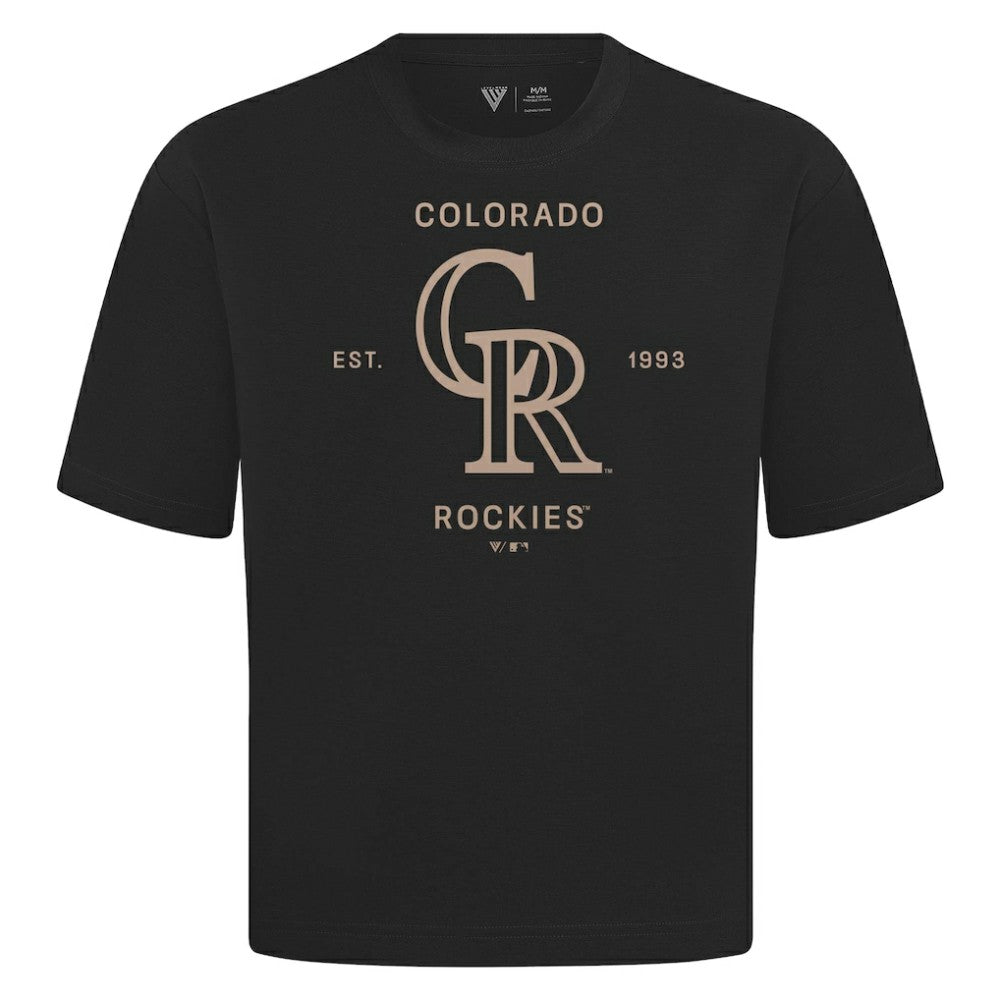 Colorado Rockies Levelwear Crossway Oversized Luxe Signature Knit T-Shirt - Black