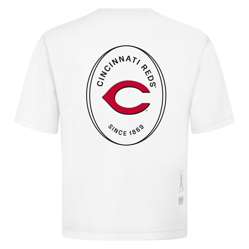 Cincinnati Reds Levelwear Signet Oversized Luxe Signature Knit T-Shirt - White