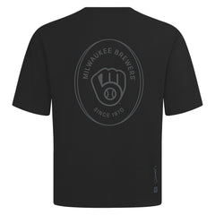 Milwaukee Brewers Levelwear Signet Oversized Luxe Signature Knit T-Shirt - Black