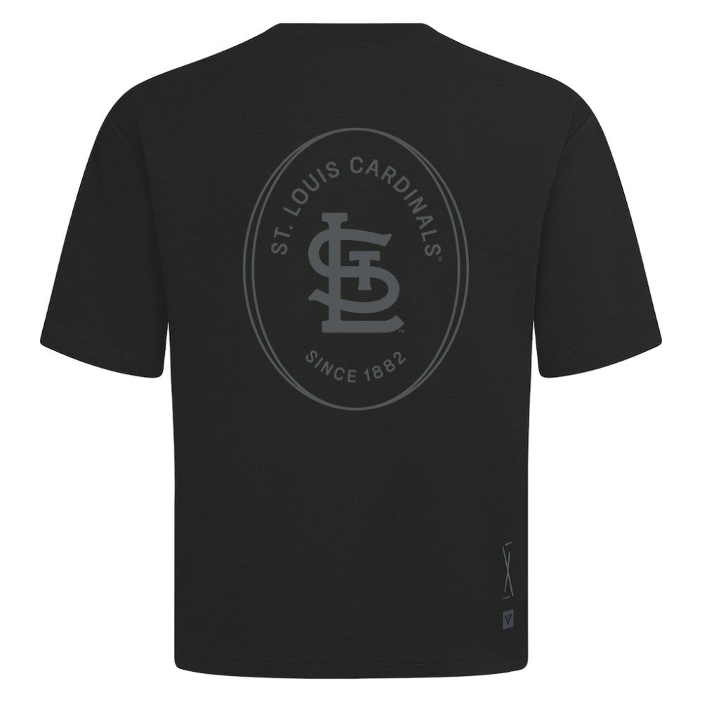 St. Louis Cardinals Levelwear Signet Oversized Luxe Signature Knit T-Shirt - Black