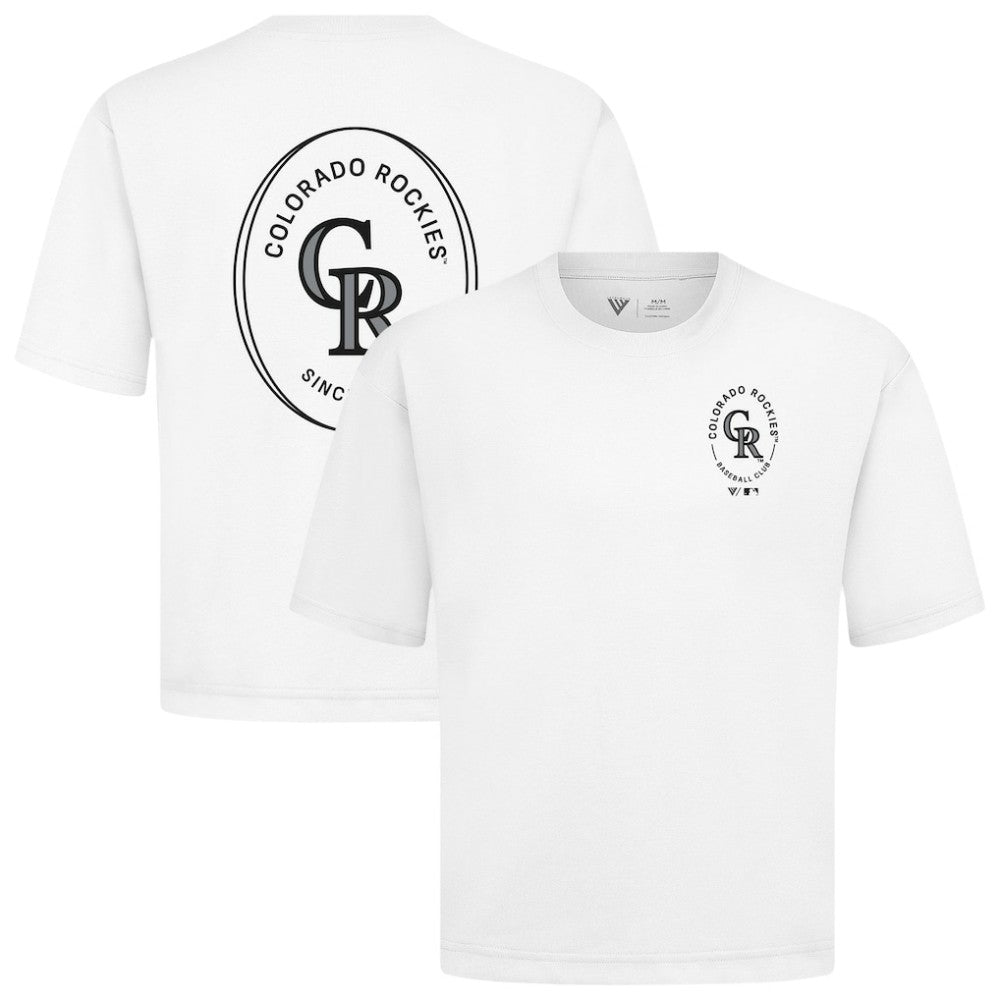 Colorado Rockies Levelwear Signet Oversized Luxe Signature Knit T-Shirt - White