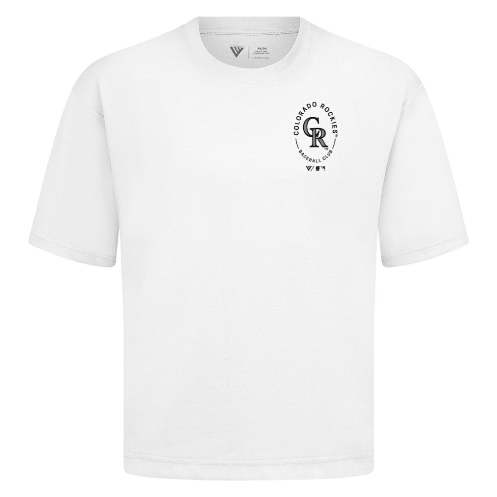 Colorado Rockies Levelwear Signet Oversized Luxe Signature Knit T-Shirt - White