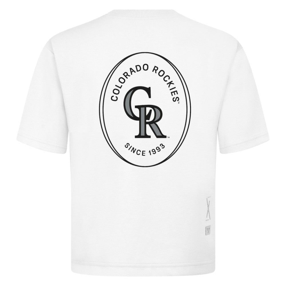Colorado Rockies Levelwear Signet Oversized Luxe Signature Knit T-Shirt - White