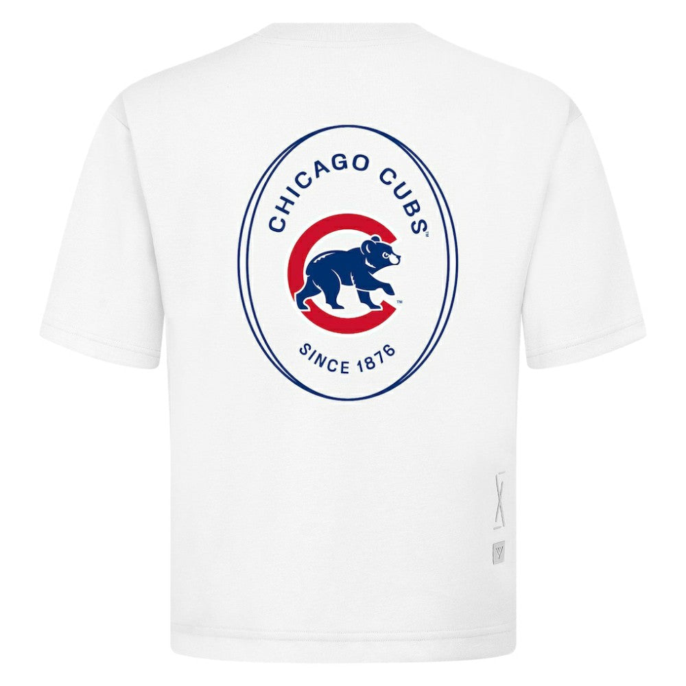 Chicago Cubs Levelwear Signet Oversized Luxe Signature Knit T-Shirt - White